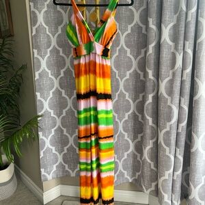 Multicolor Striped Maxi Dress - Bright Tie-Dye Stripe
